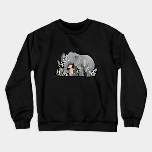 Cute Elephant Animal Loving Cuddle Embrace Children Kid Tenderness Crewneck Sweatshirt